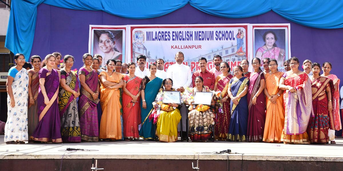 Farewell bid function held for two staff of Milagres English Medium School, Kallianpur